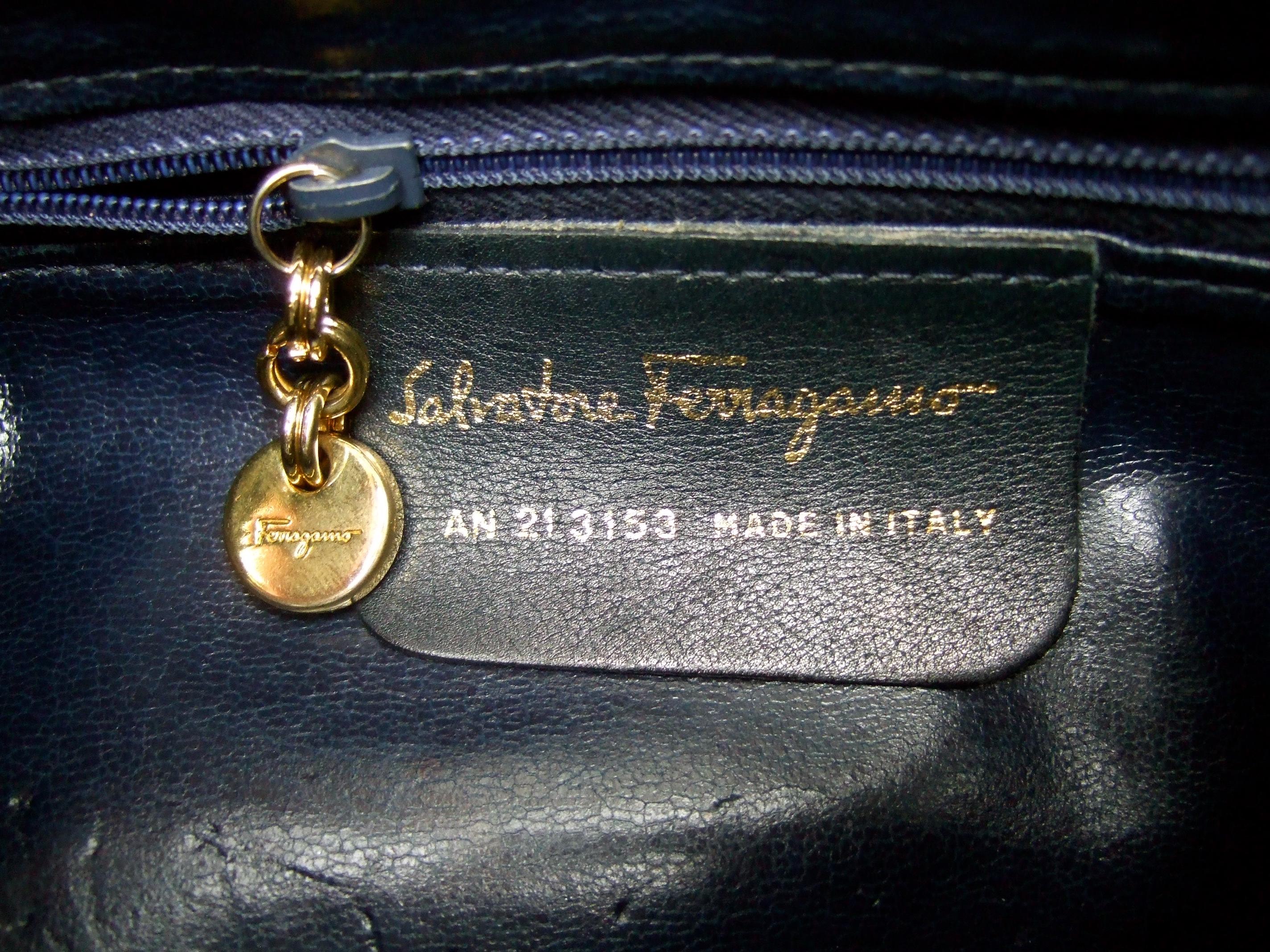 Salvatore Ferragamo Italian Black Leather Shoulder Bag c 1990s 8