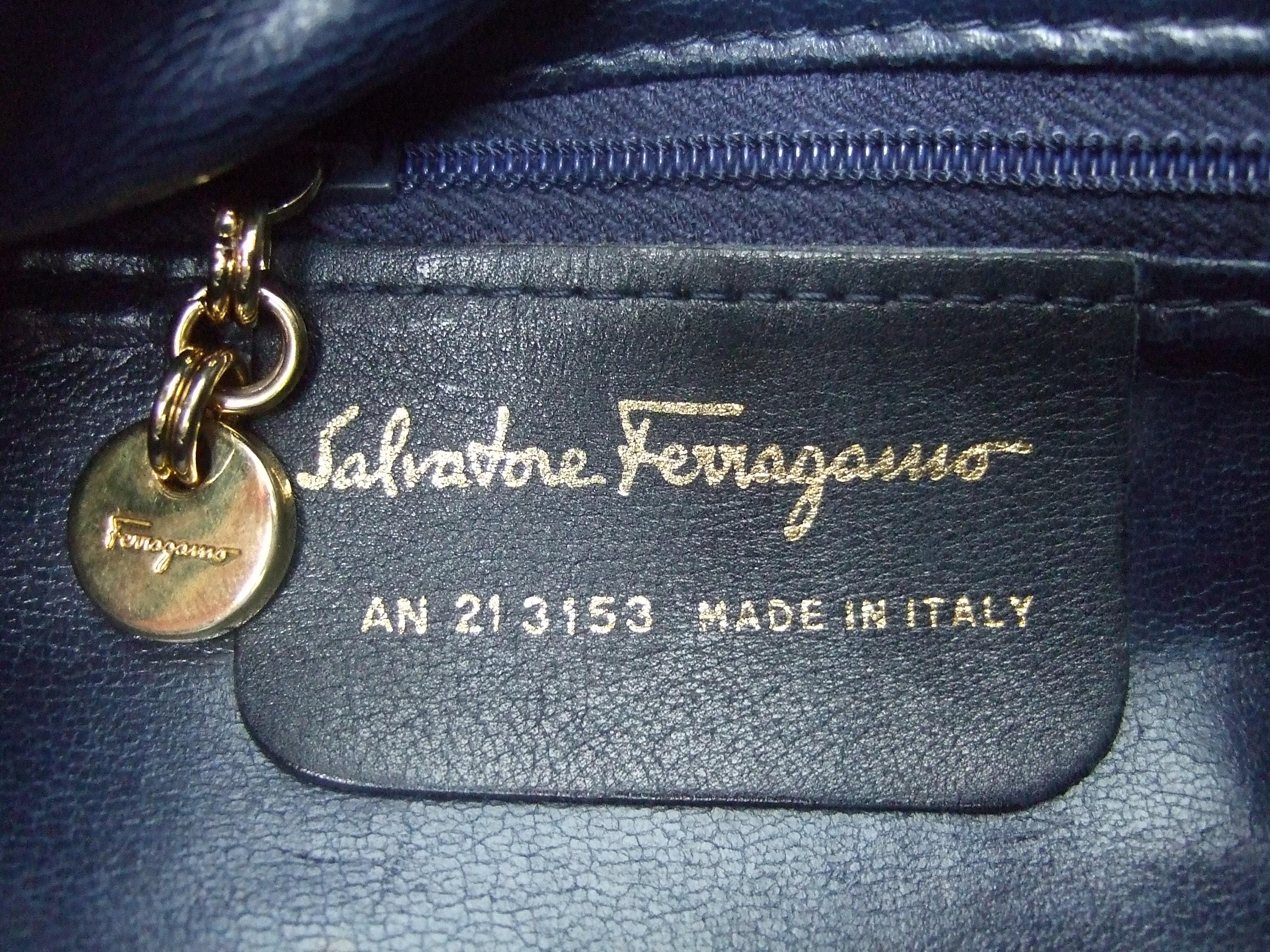 Salvatore Ferragamo Italian Black Leather Shoulder Bag c 1990s 9