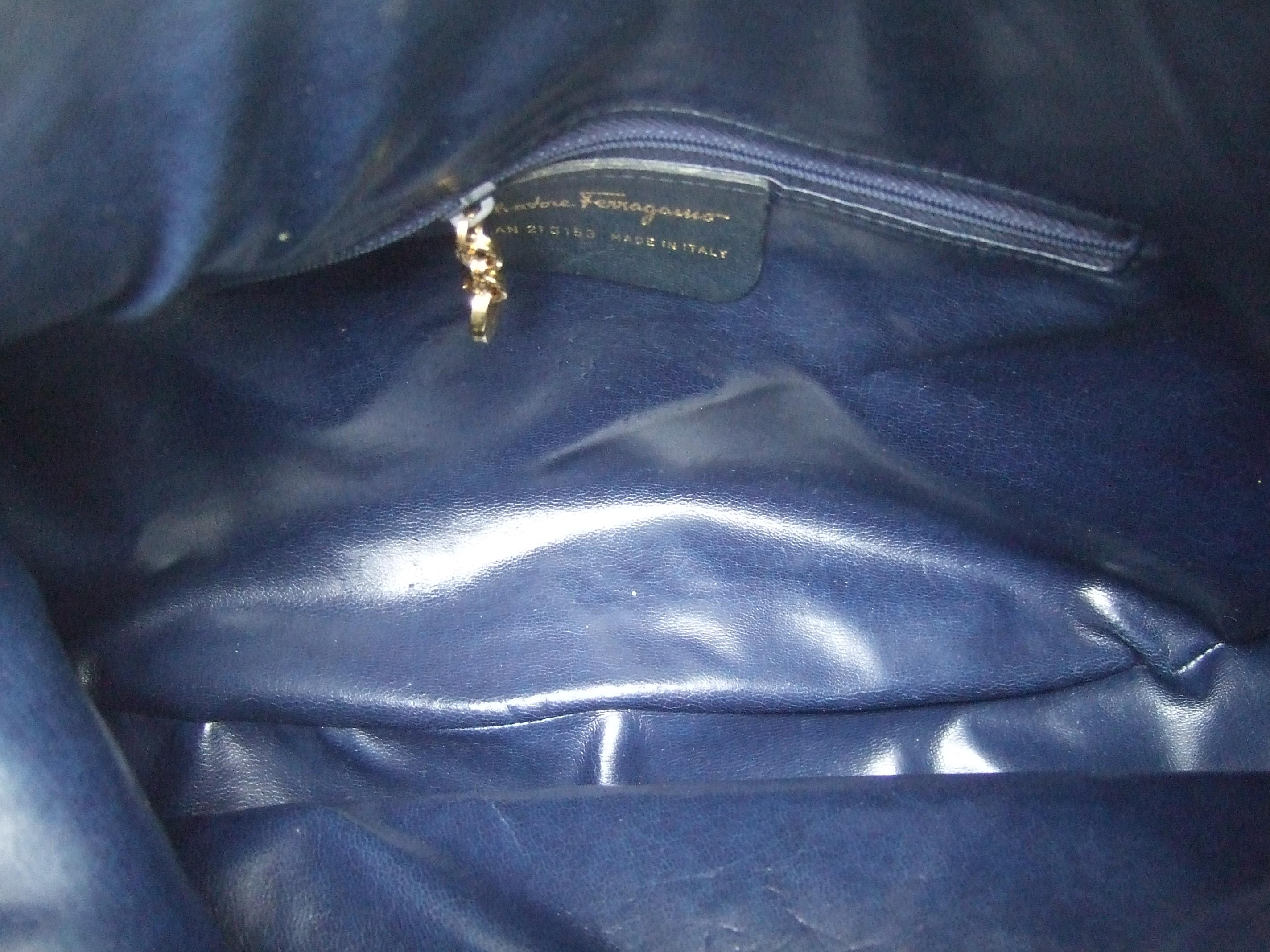 Salvatore Ferragamo Italian Black Leather Shoulder Bag c 1990s 10