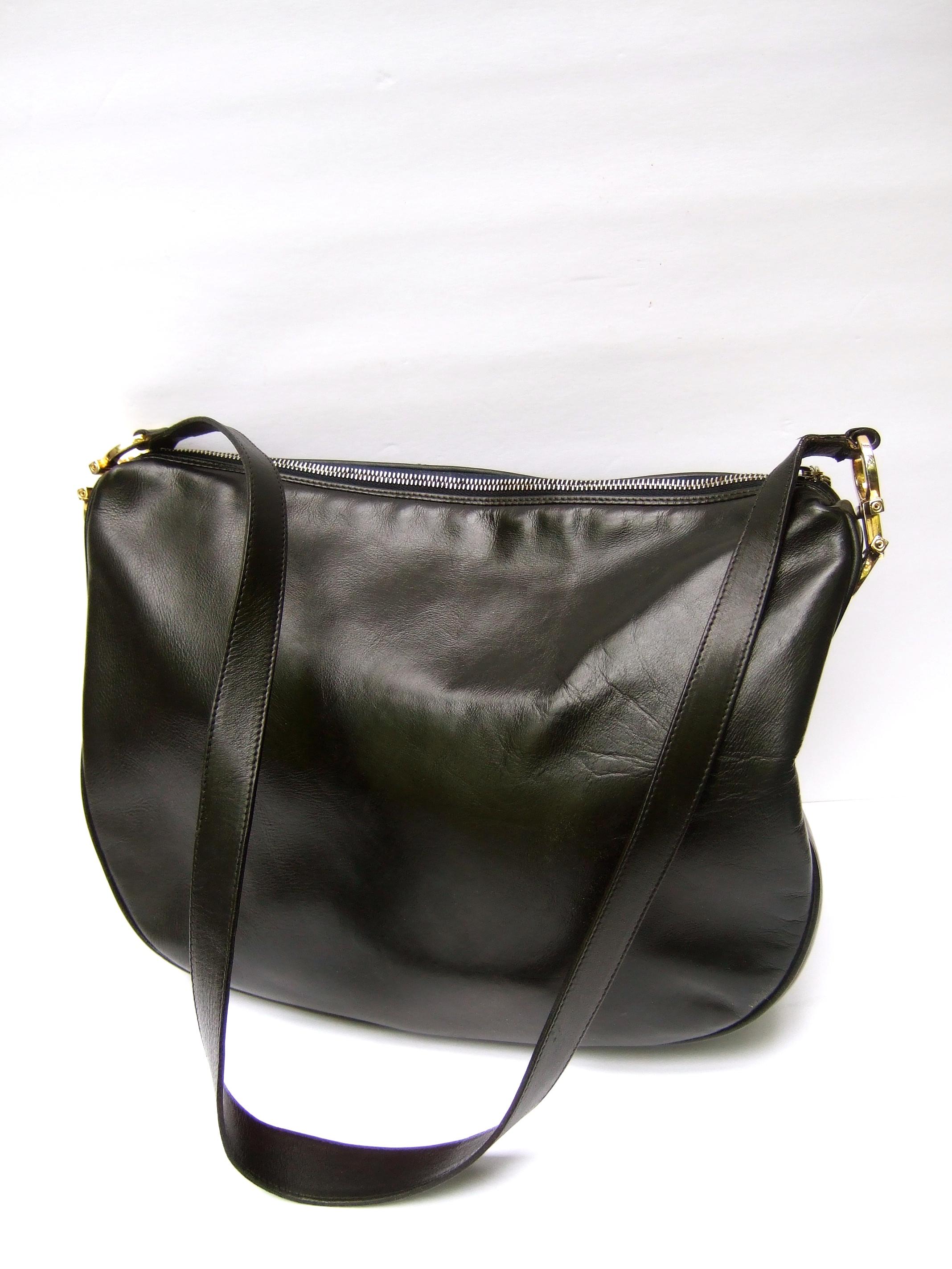 Women's Salvatore Ferragamo Italian Black Leather Shoulder Bag c 1990s