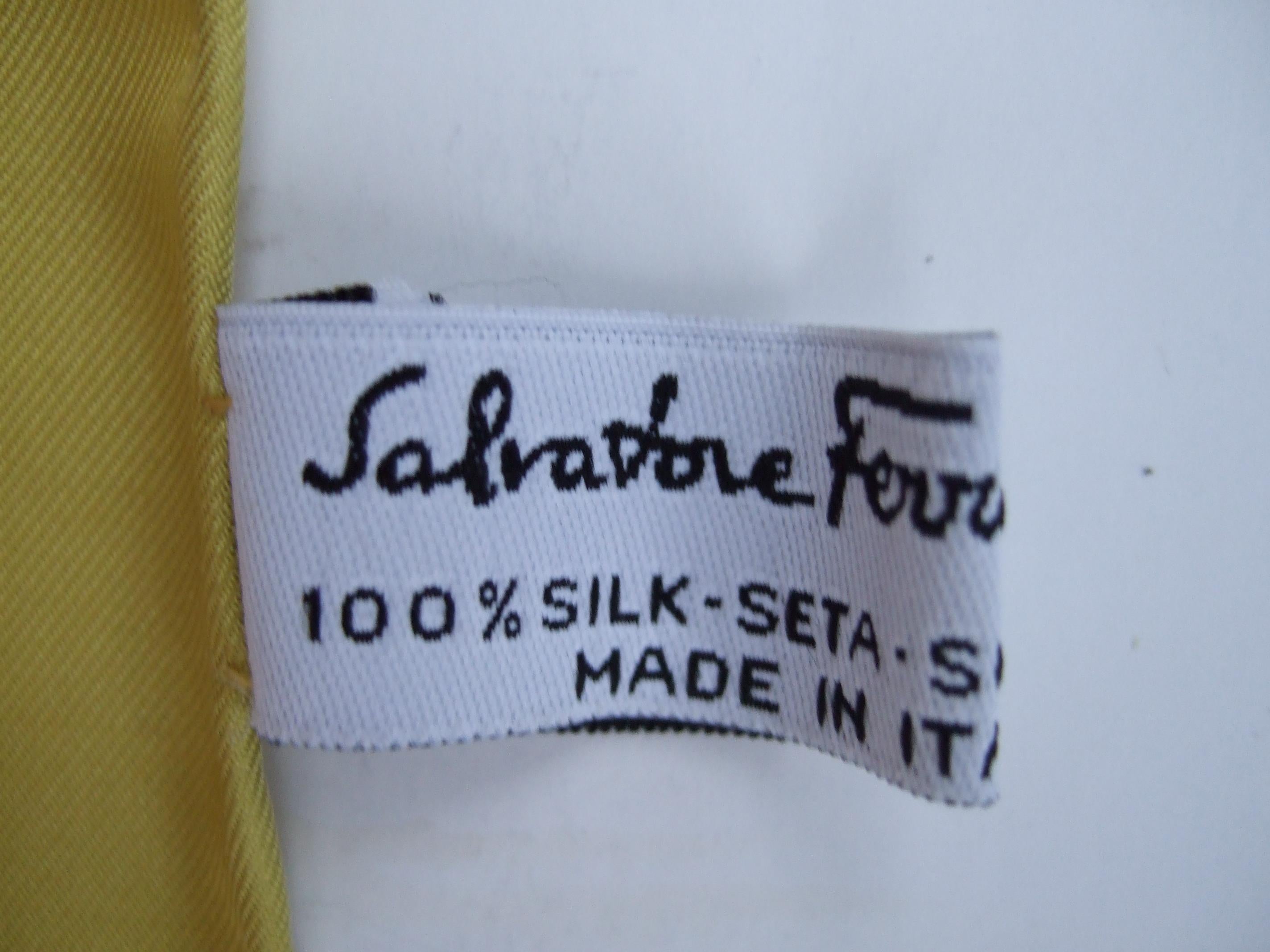Salvatore Ferragamo Italian Silk Hand Rolled Scarf in Ferragamo Box c 1990s 8