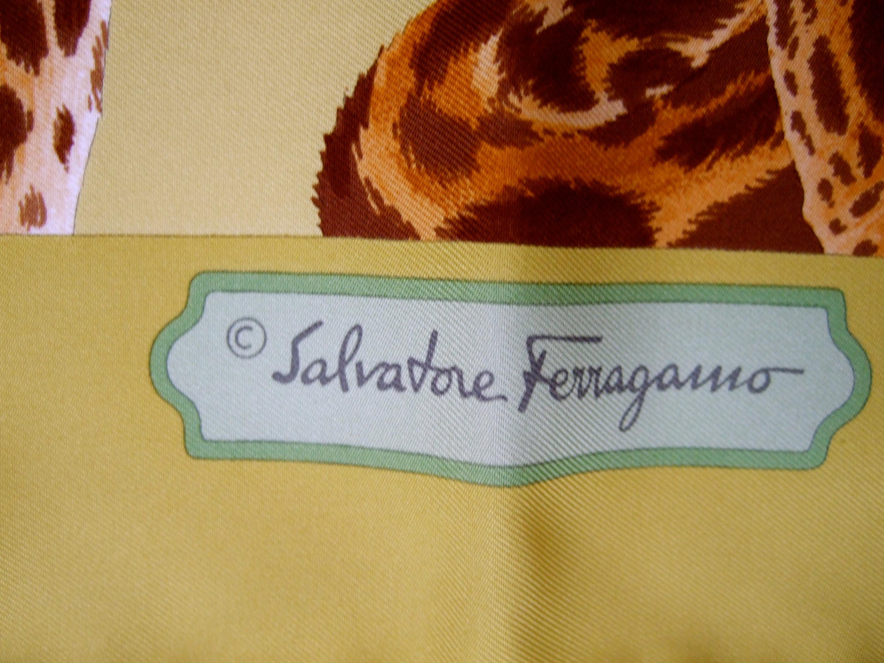 Salvatore Ferragamo Italian Silk Hand Rolled Scarf in Ferragamo Box c 1990s 2