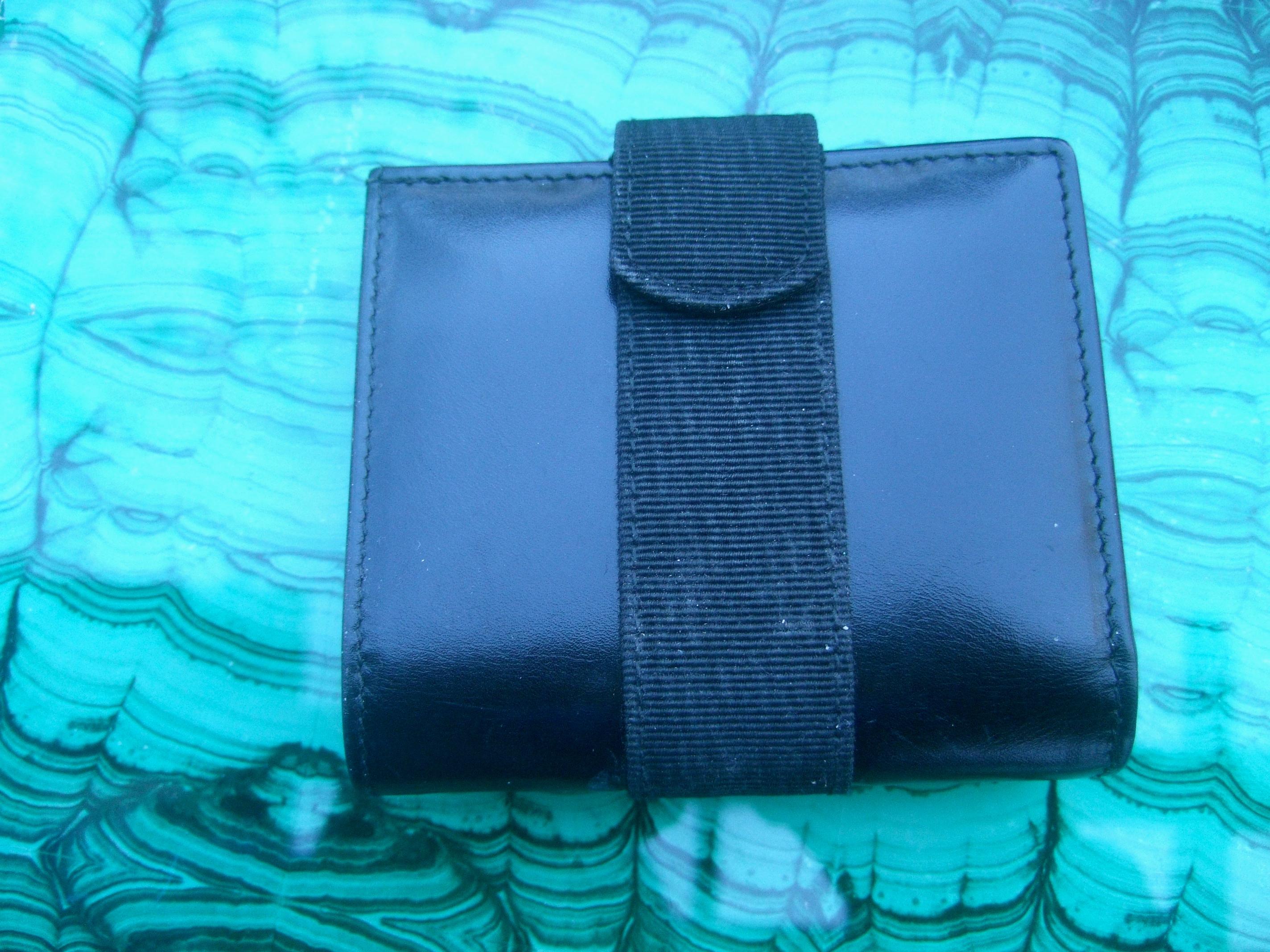 Salvatore Ferragamo Italy Black Leather Ribbon Trim Wallet in Box c 1990s 6