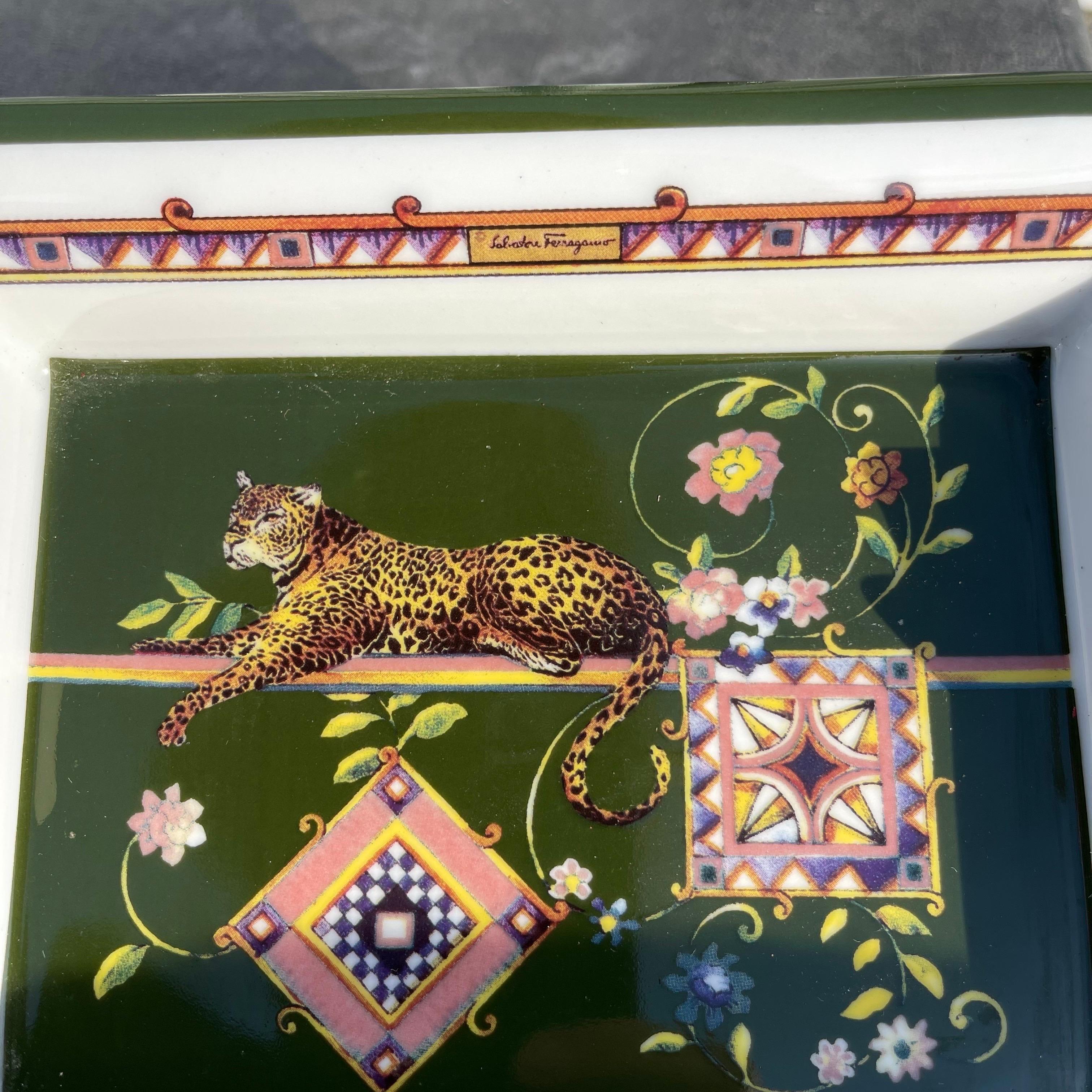 Salvatore Ferragamo Italy Lounging Leopard Ashtray In Good Condition For Sale In Jensen Beach, FL