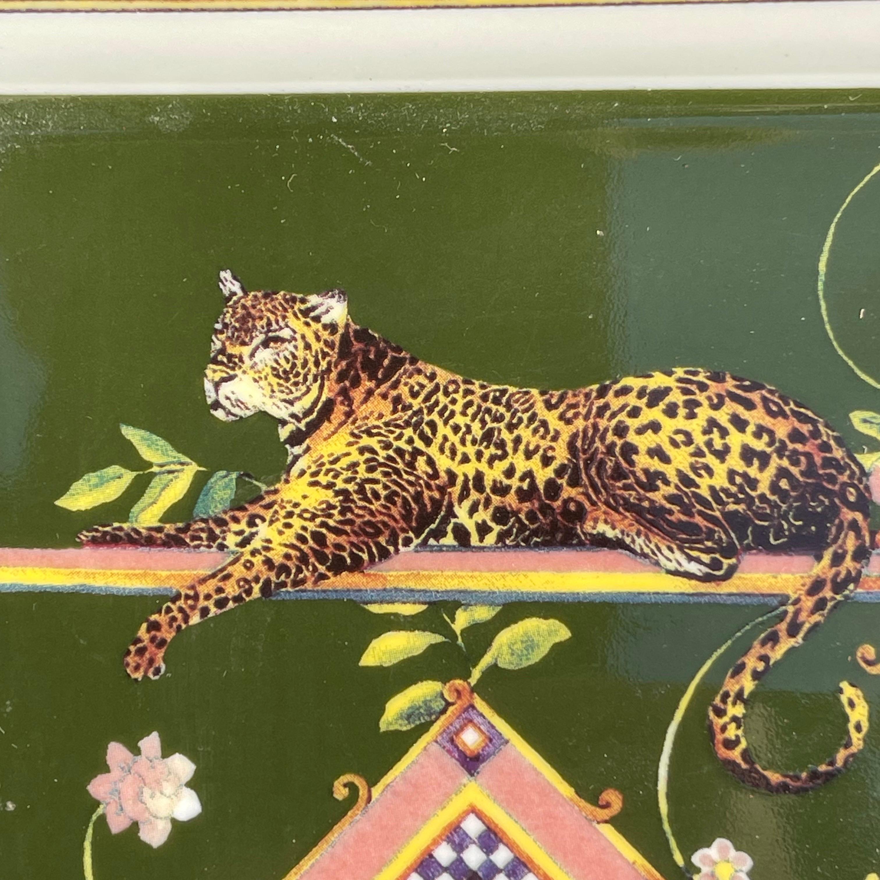 20th Century Salvatore Ferragamo Italy Lounging Leopard Ashtray For Sale