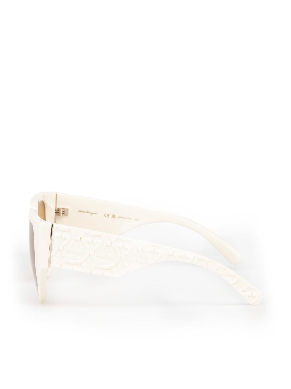 Women's Salvatore Ferragamo Ivory Browline Sunglasses For Sale