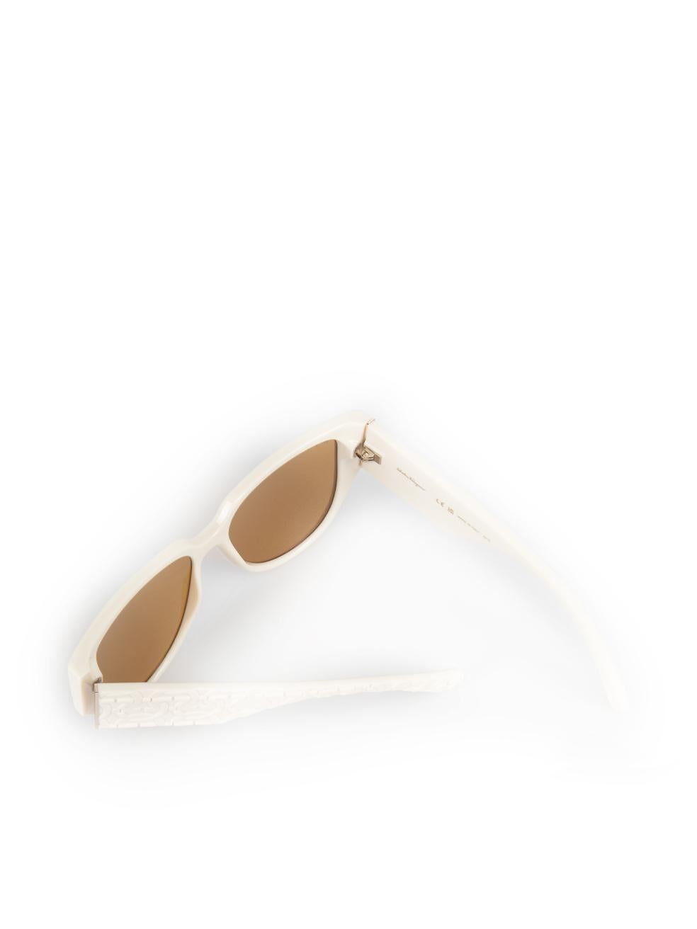 Salvatore Ferragamo Ivory Browline Sunglasses For Sale 2