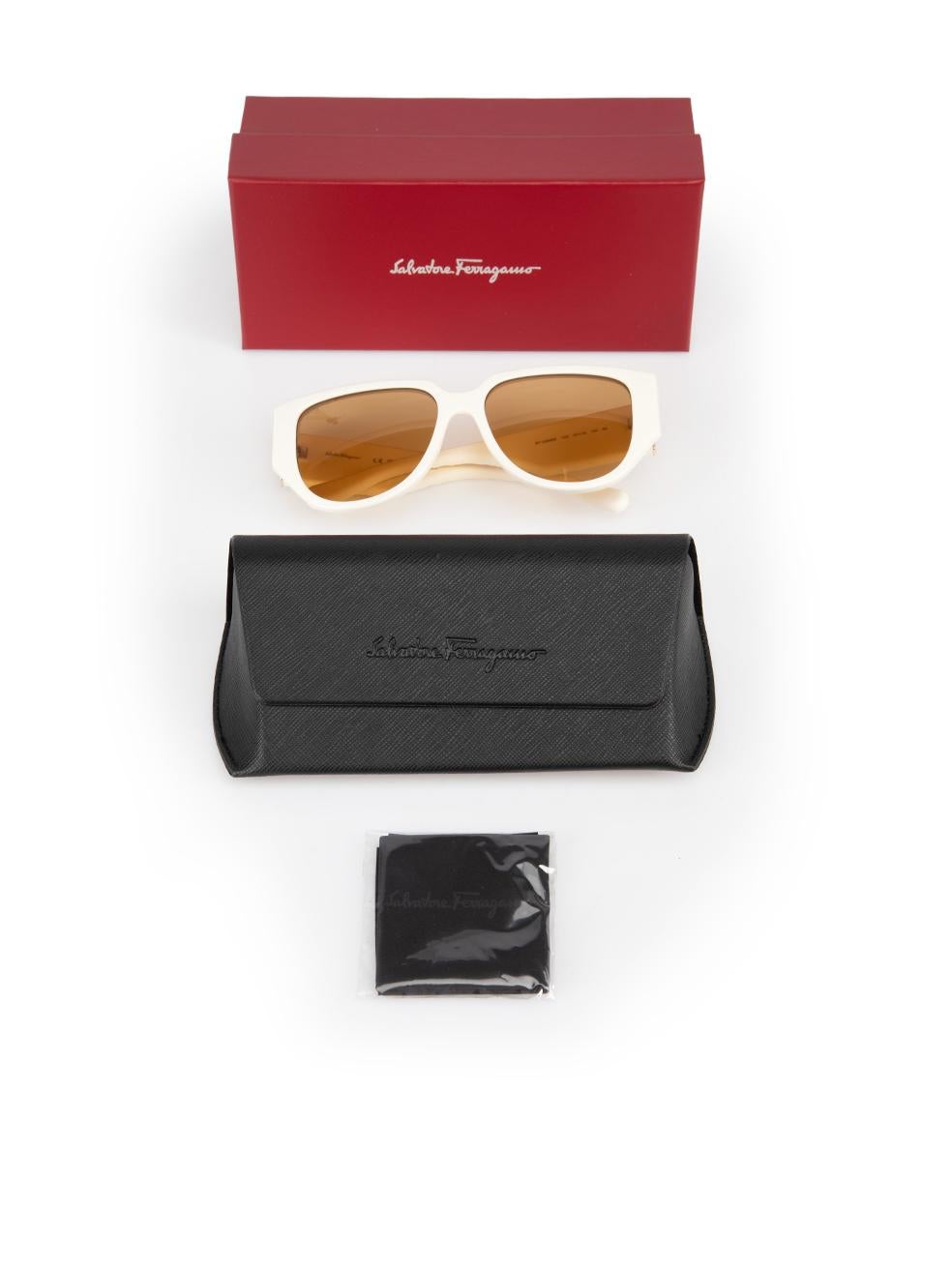 Salvatore Ferragamo Ivory Browline Sunglasses For Sale 3