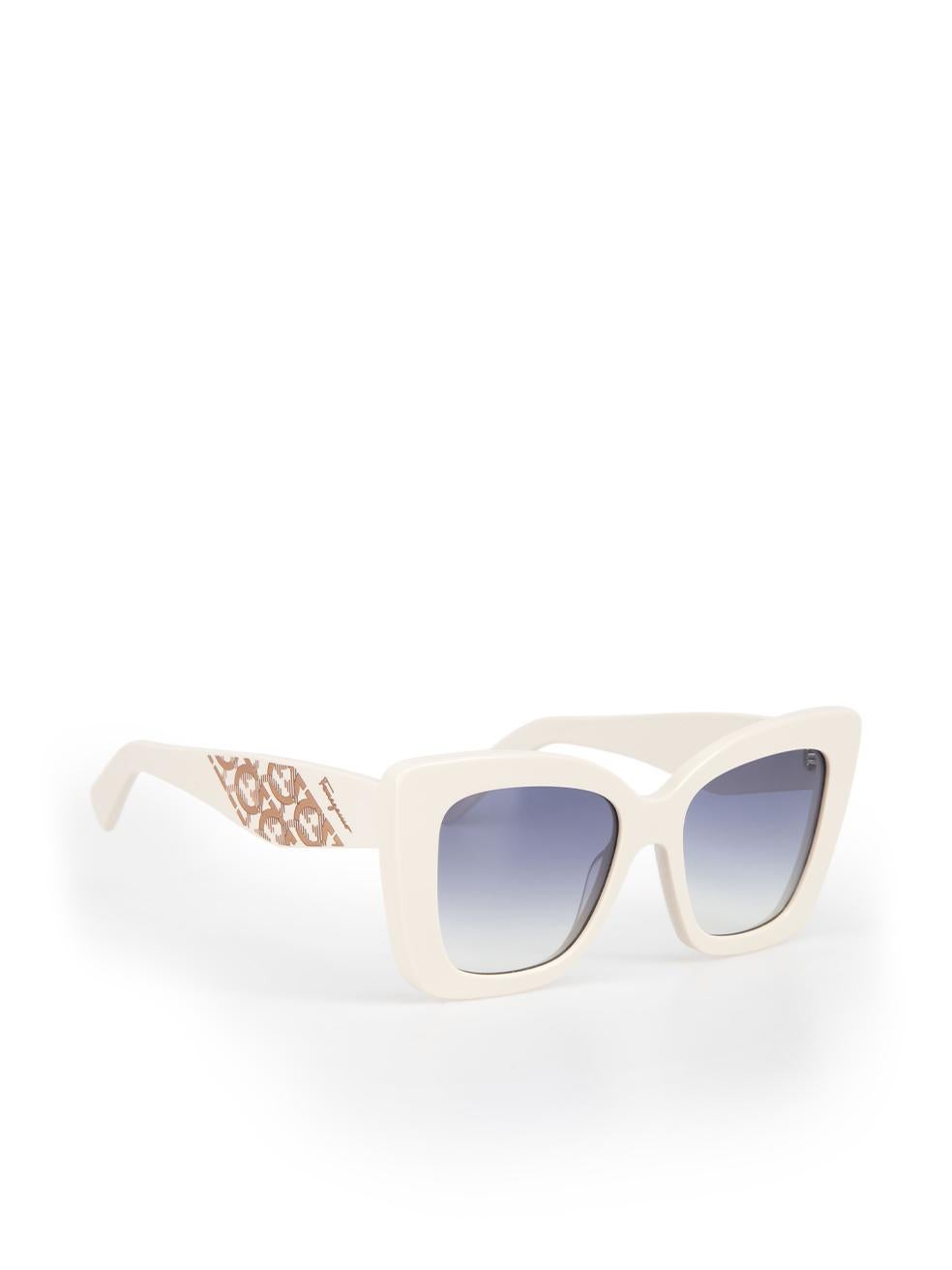 Salvatore Ferragamo Ivory Butterfly Sunglasses In New Condition For Sale In London, GB