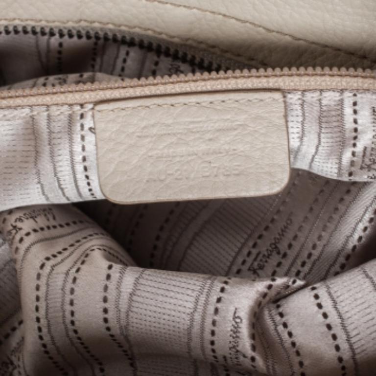Salvatore Ferragamo Ivory Embroidered Leather Sofia Satchel For Sale 5
