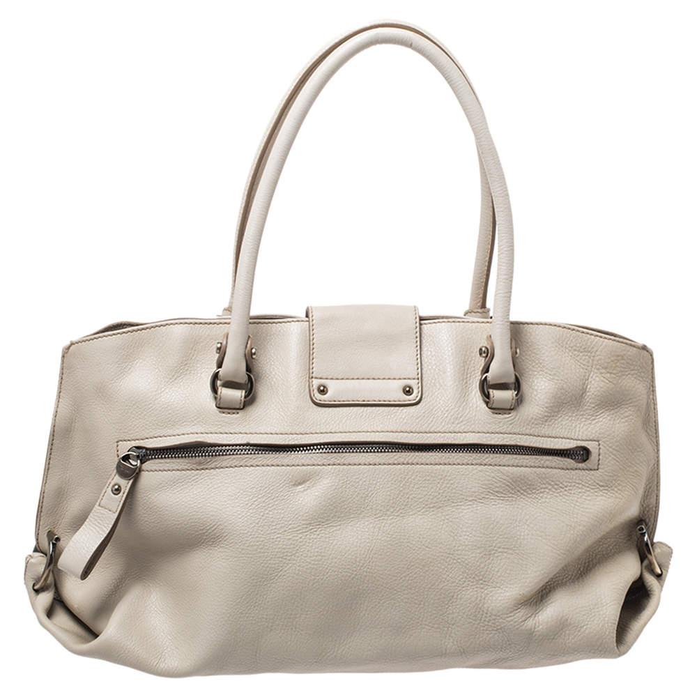 Salvatore Ferragamo Ivory Embroidered Leather Sofia Satchel In Fair Condition In Dubai, Al Qouz 2