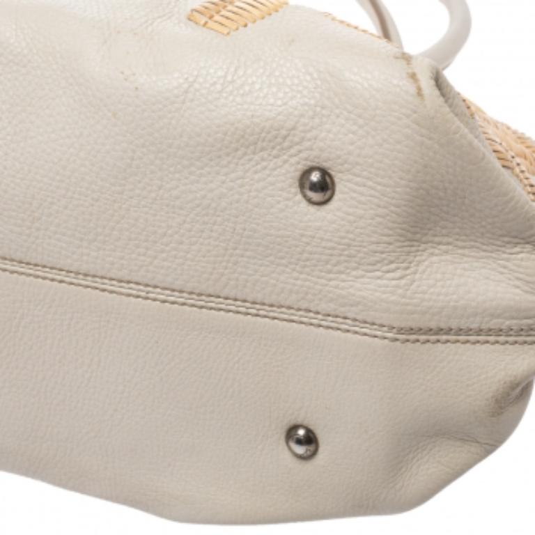 Women's Salvatore Ferragamo Ivory Embroidered Leather Sofia Satchel For Sale