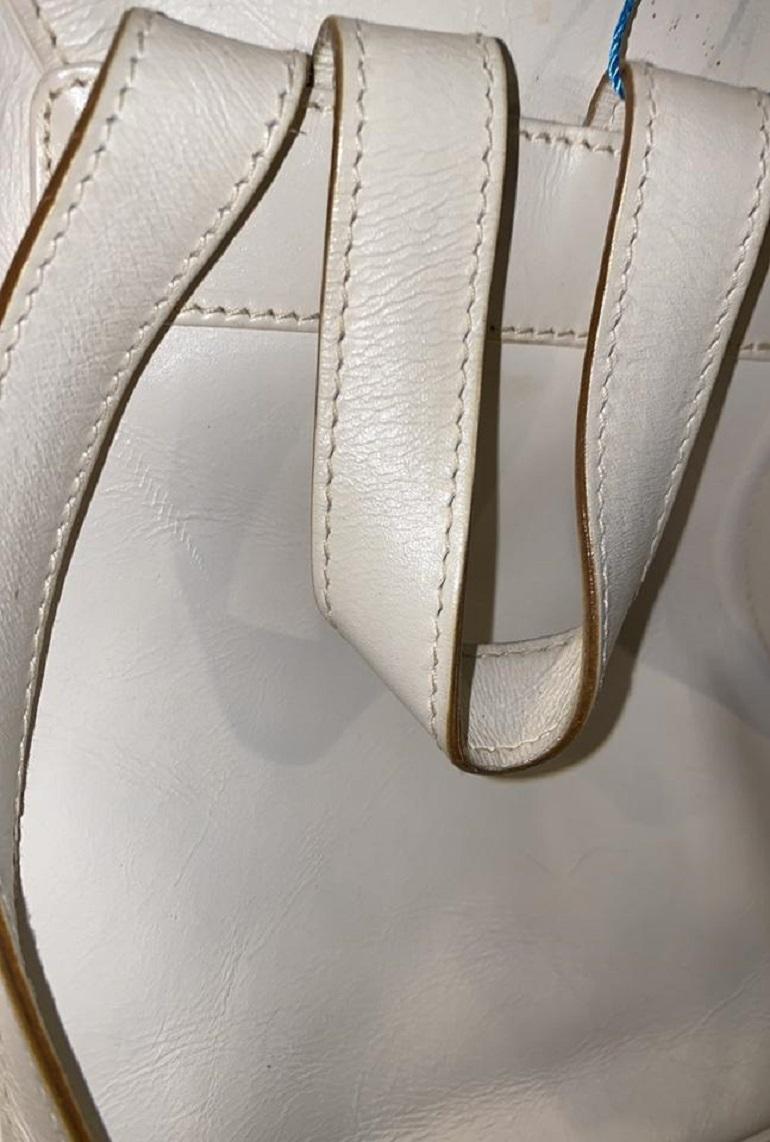Salvatore Ferragamo Ivory Leather Gold Gancini Logo Mini Backpack 860724 6