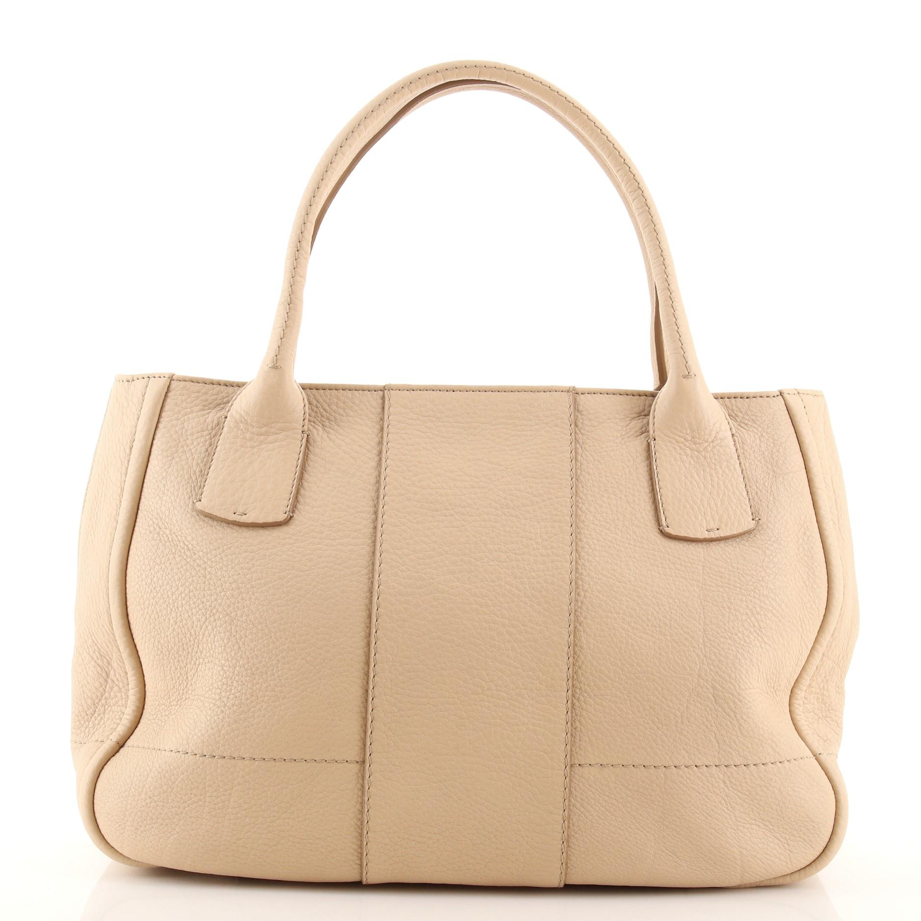 Beige Salvatore Ferragamo Izzie Gancini Embossed Tote Soft Calf Large
