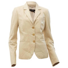 Salvatore Ferragamo Jacket Soft Leather Vanilla Cream Blazer Size 44 Italy