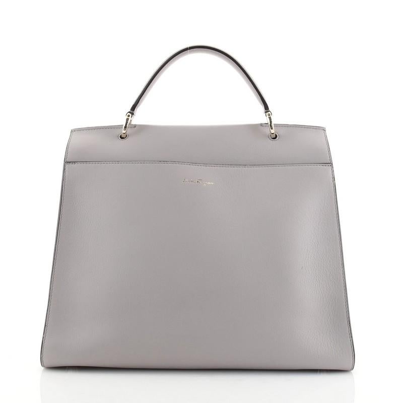 Salvatore Ferragamo Jet Set Top Handle Tasche Leder groß (Grau)