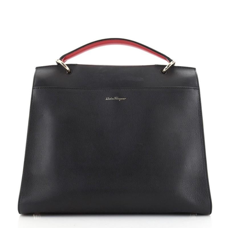Salvatore Ferragamo Jet Set Top Handle Tasche Leder groß (Schwarz)