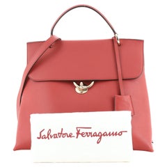 Salvatore Ferragamo Jet Set Top Handle Bag Leather Large Red