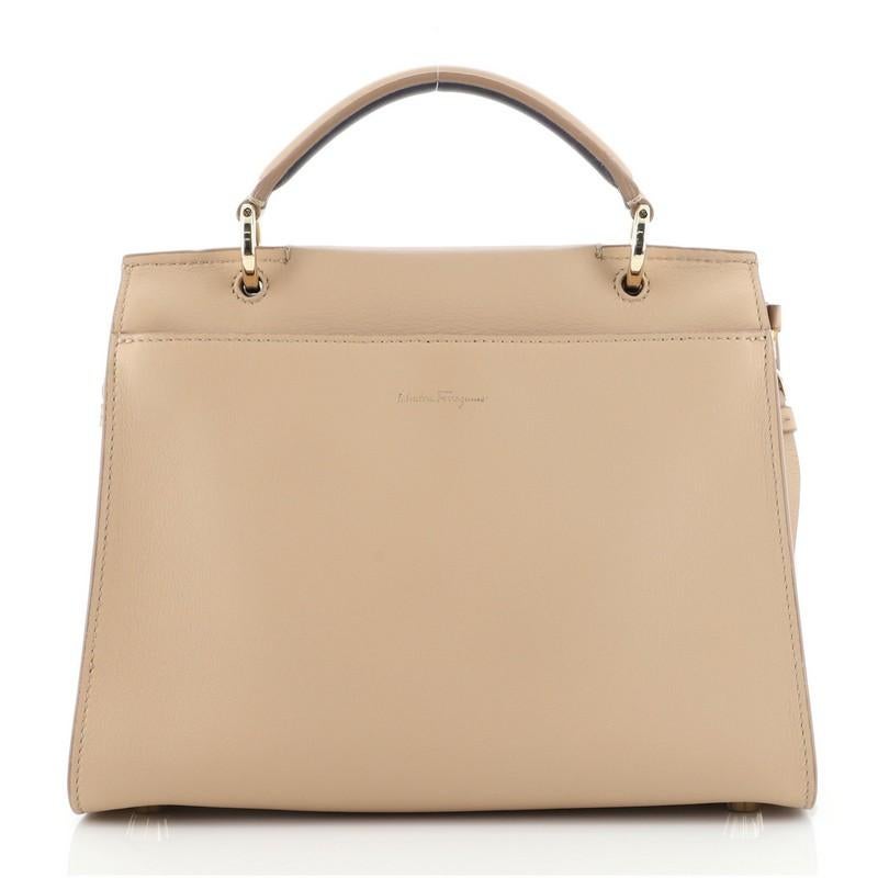 Beige Salvatore Ferragamo Jet Set Borsa a manico alto in pelle piccola