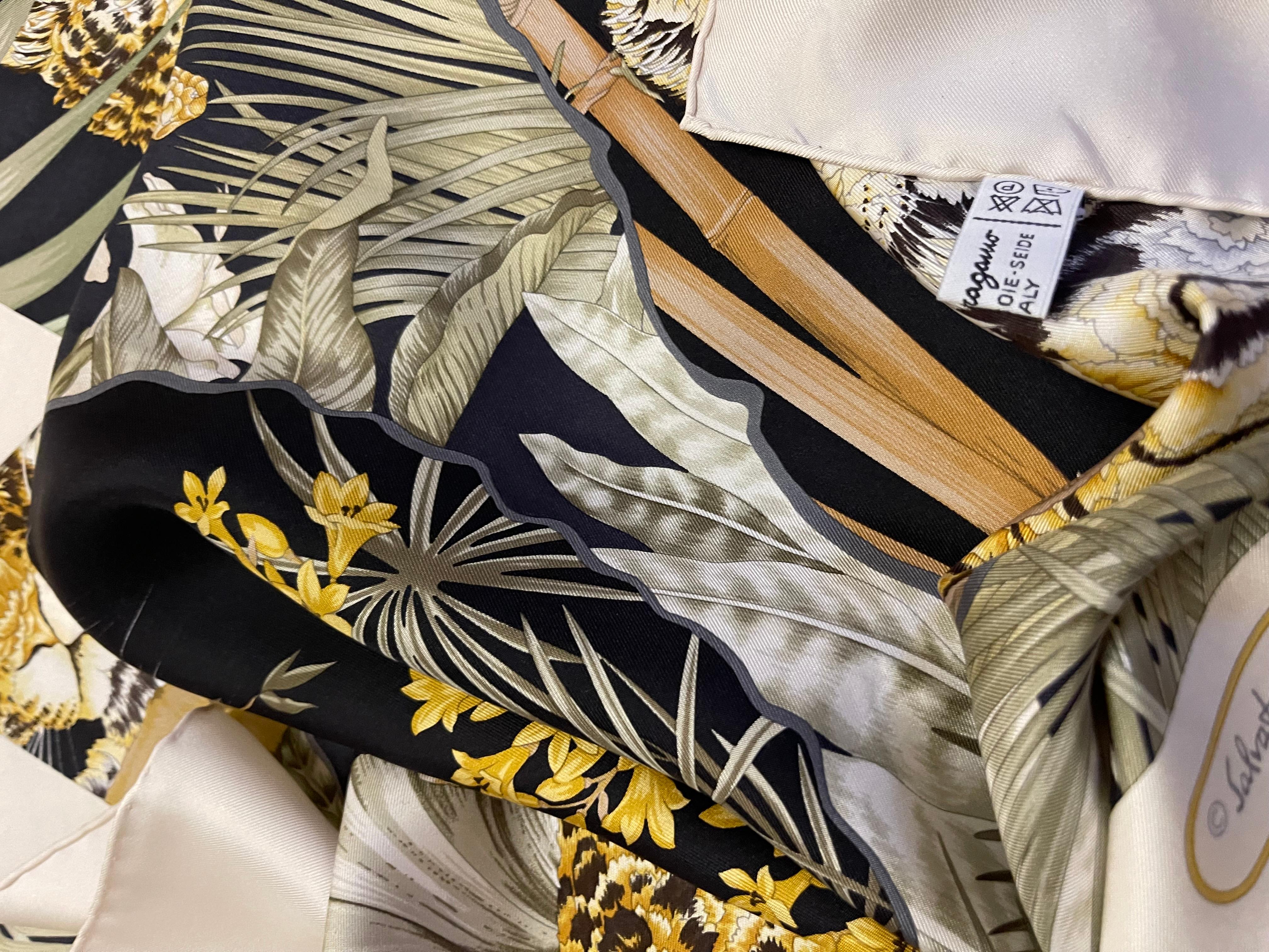 Salvatore Ferragamo Pañuelo de seda selva en venta 6