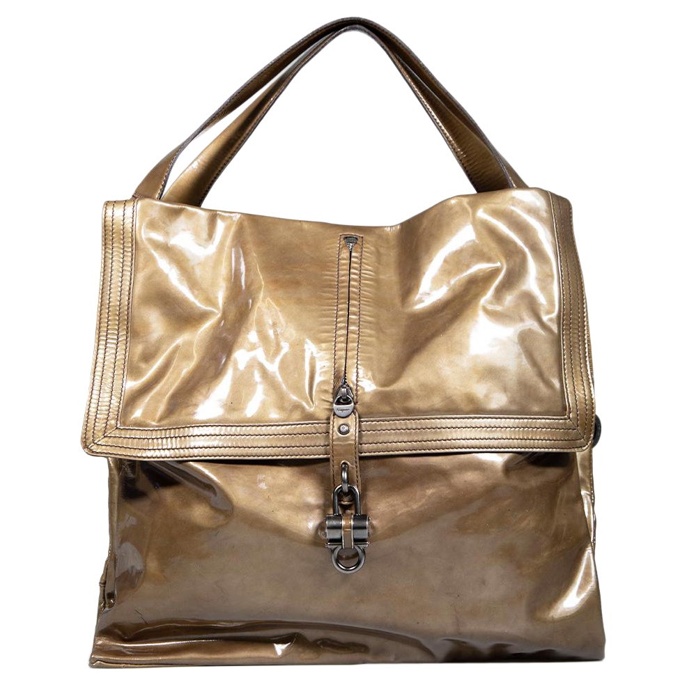 Salvatore Ferragamo Khaki Vinyl Square Bag