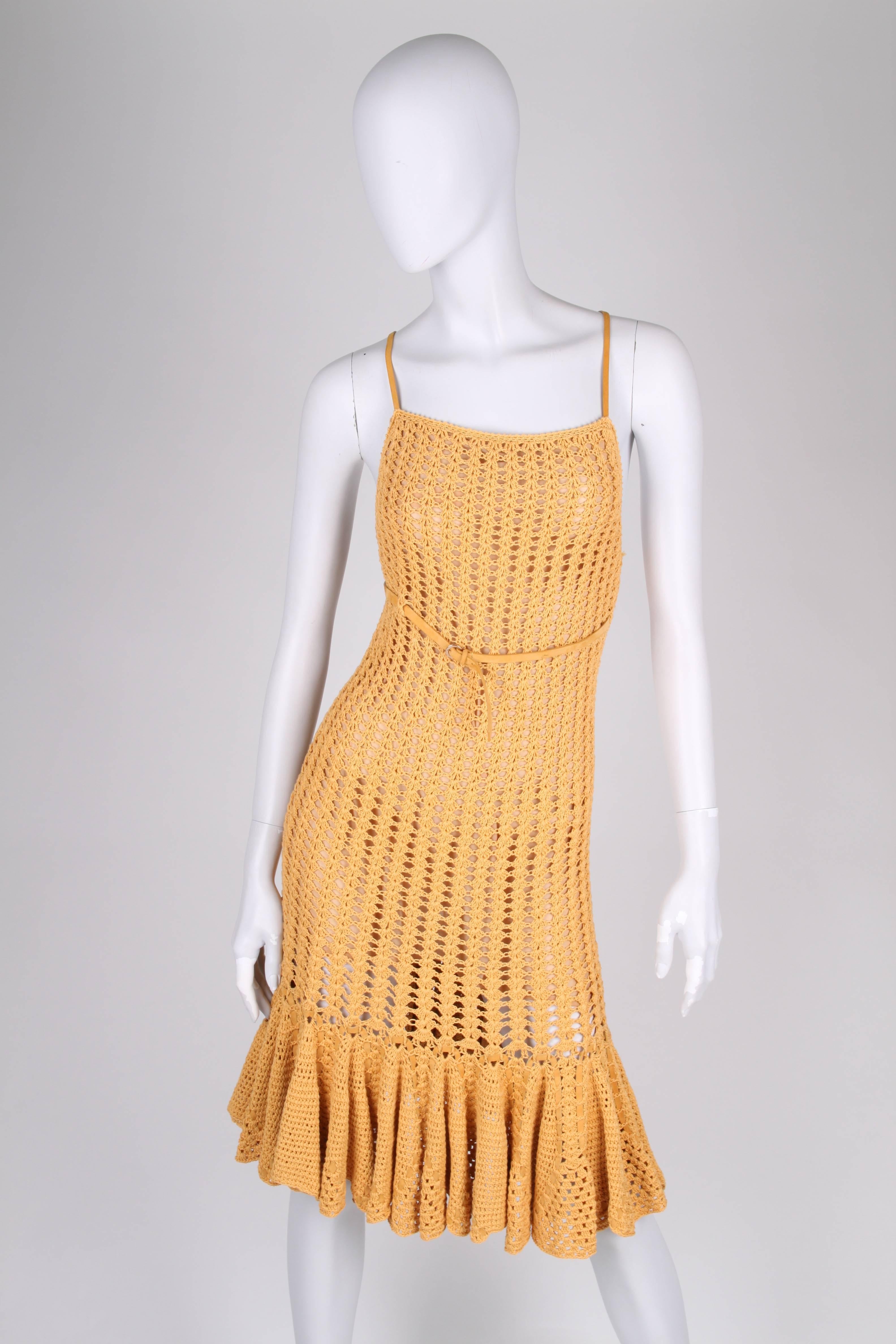 Salvatore Ferragamo Knitted Cotton Dress - mustard For Sale 1