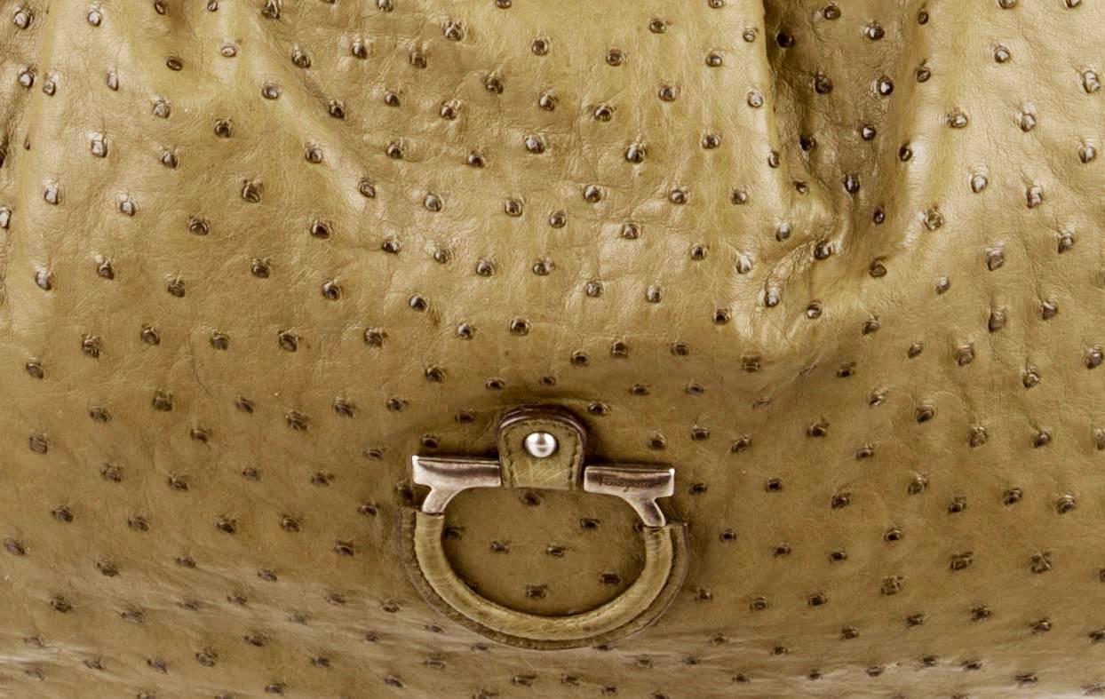 Women's Salvatore Ferragamo Large Ostrich Skin Tote Shoulder Bag