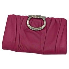 Used Salvatore Ferragamo Leather Clutch Bag in Pink