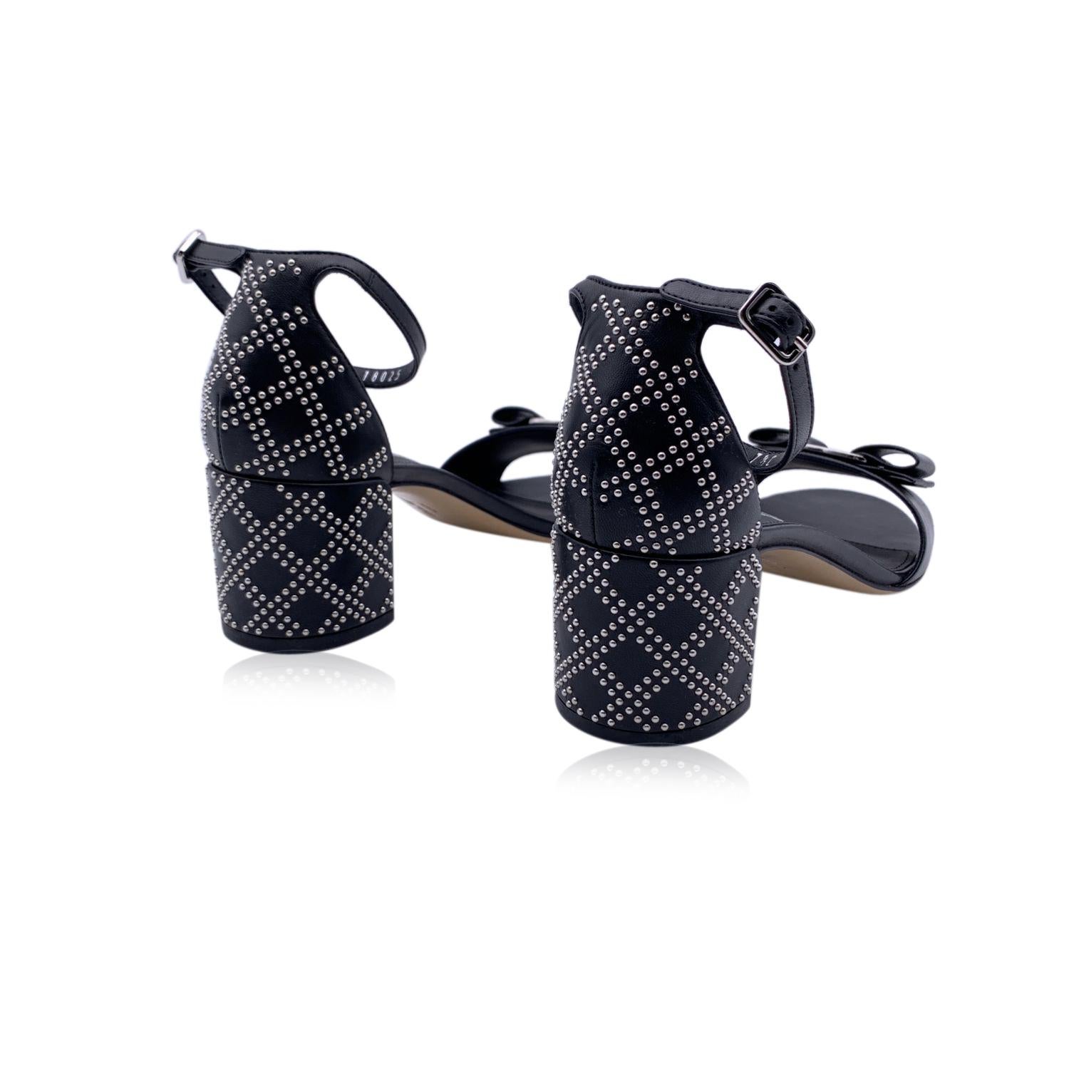 Black Salvatore Ferragamo Leather Gavina Qs Heeled Sandals US 7C EU 37.5
