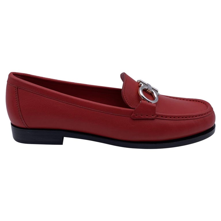 Salvatore Ferragamo Leather Rolo Loafers Moccassins Size 4.5C 35C For Sale  at 1stDibs