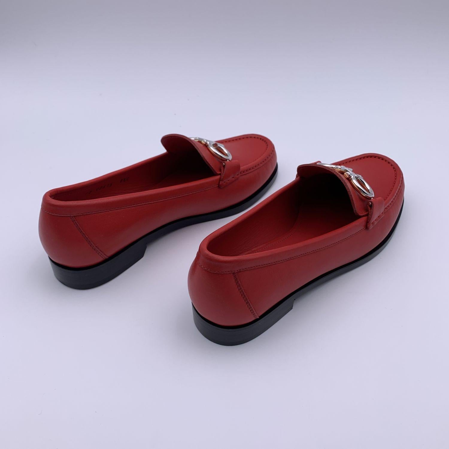 Brown Salvatore Ferragamo Leather Rolo Loafers Moccassins Size 5.5C 36C
