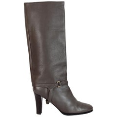 Used Salvatore Ferragamo Leonore Gray Leather Detachable High Boots NWT 2000s