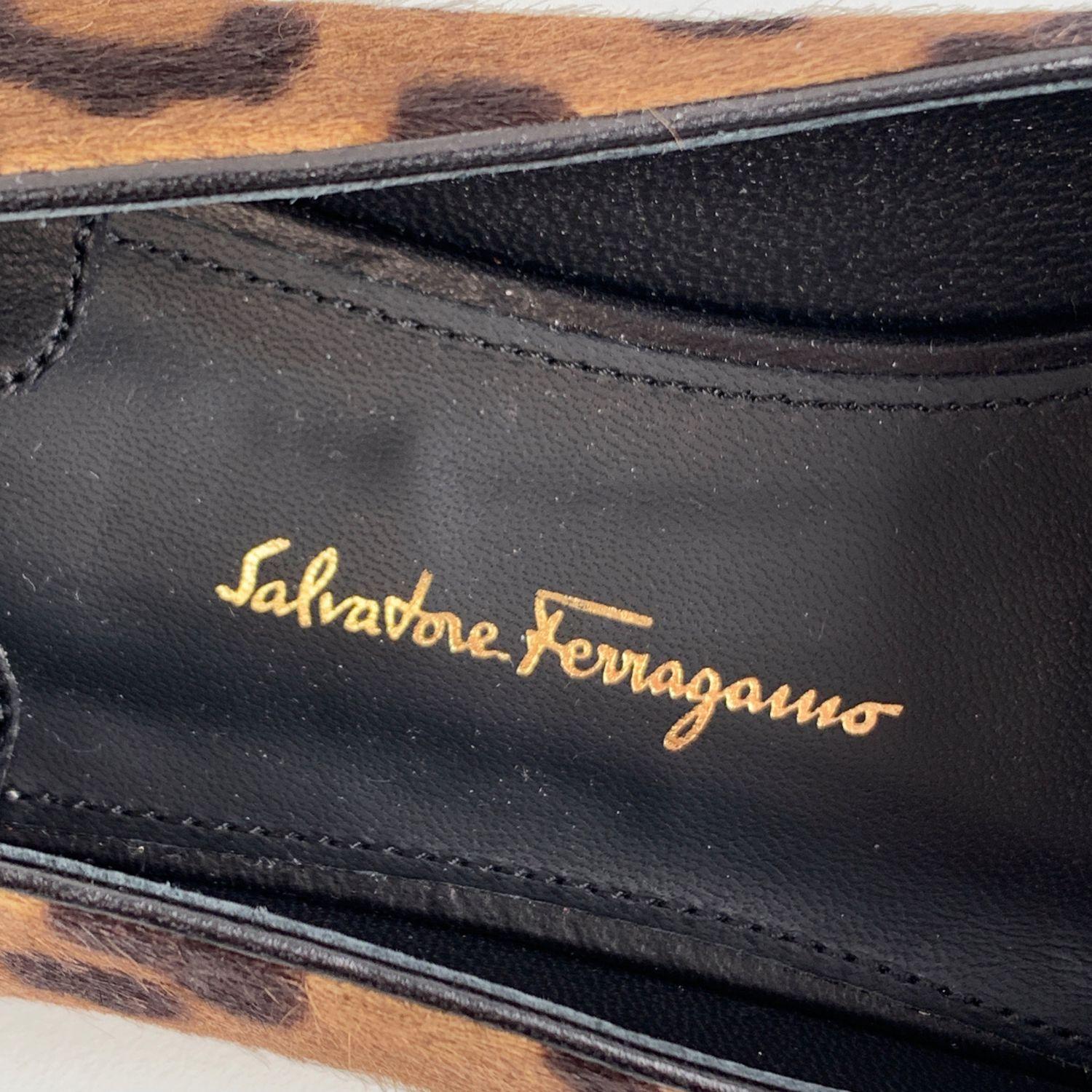 Black Salvatore Ferragamo Leopard Pony Hair Sarno Ballet Flat Size 8C 38.5C