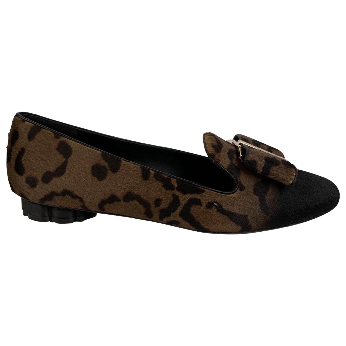 Salvatore Ferragamo Leopard Pony Hair Sarno Ballet Flat Size 8C 38.5C