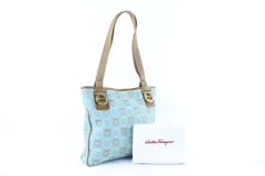 Salvatore Ferragamo Light Blue Gancini Logo Shopper Tote Bag 250sf56