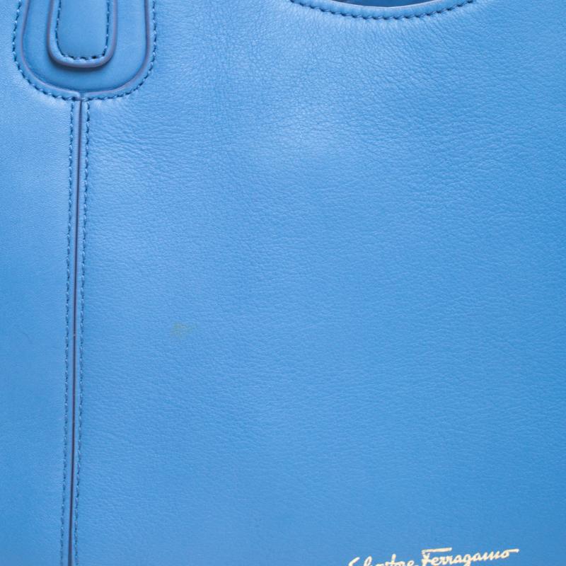 Salvatore Ferragamo Light Blue Leather Melinda Tote 6