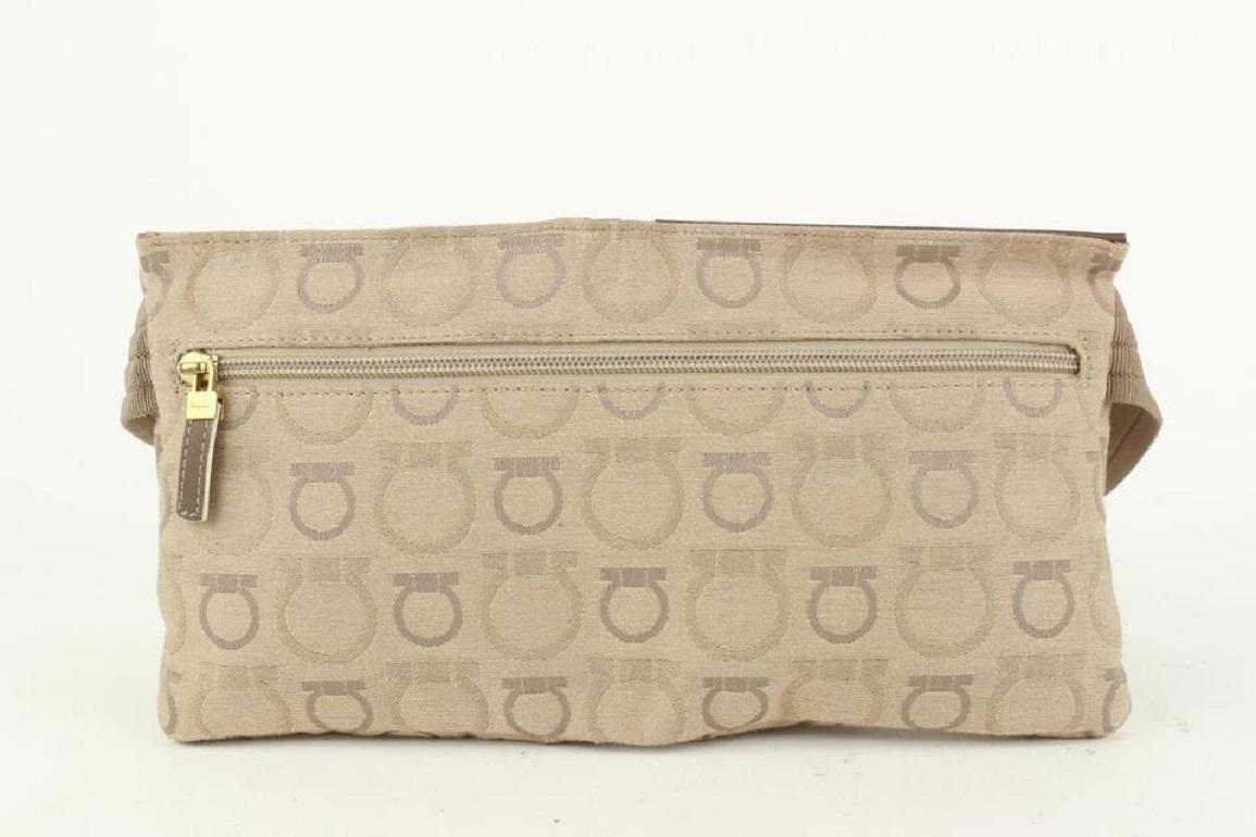 Women's Salvatore Ferragamo Light Brown Beige Gancini Logo Belt Bag Fanny Pack Waist For Sale