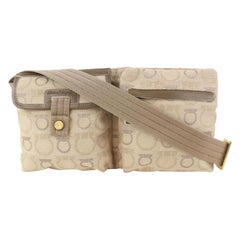 Salvatore Ferragamo Light Brown Beige Gancini Logo Belt Bag Fanny Pack Waist