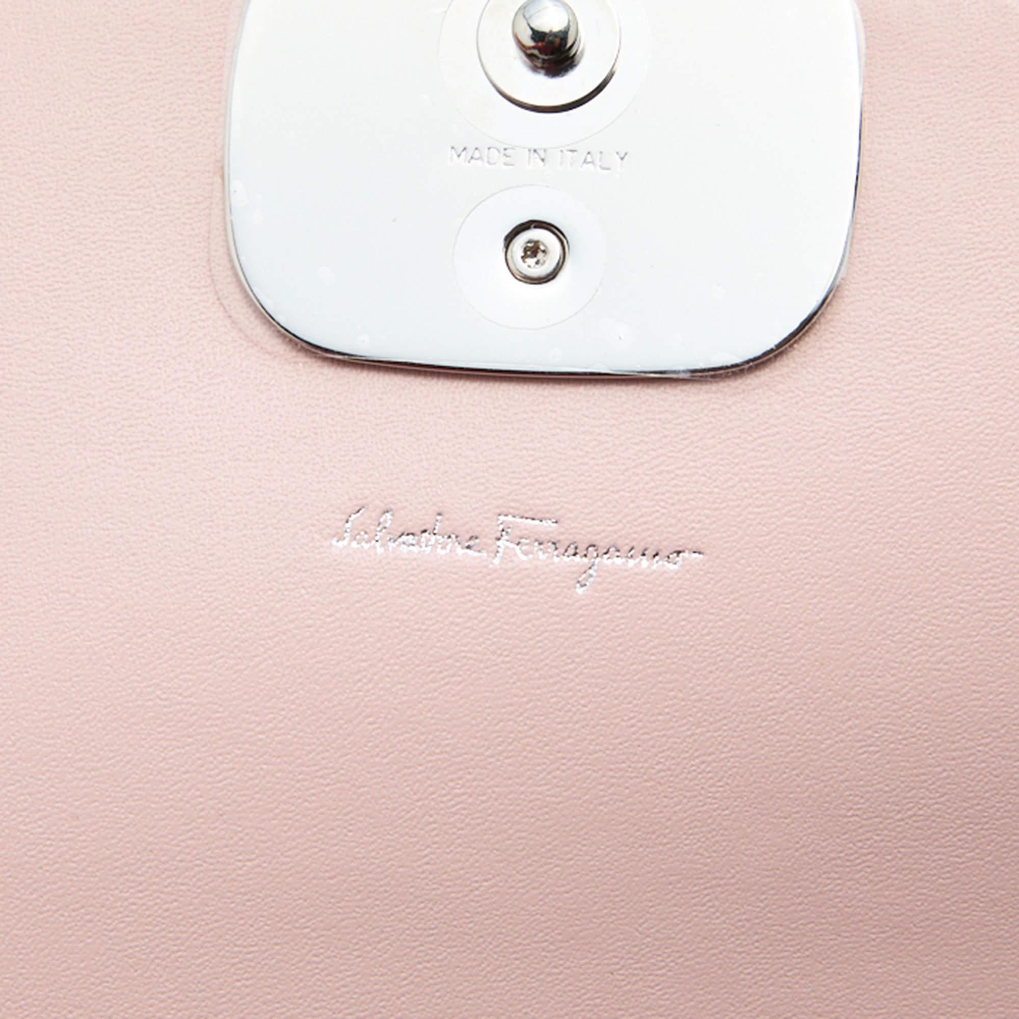Women's Salvatore Ferragamo Light Pink Leather Vara Bow Wallet on Chain