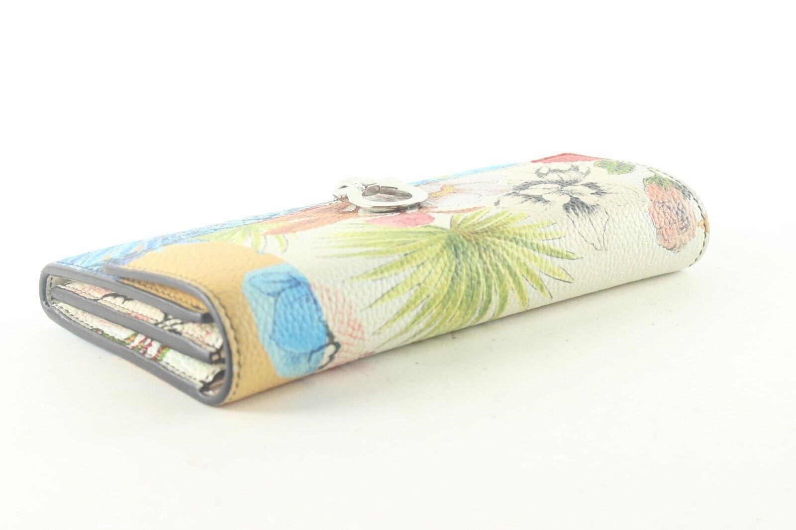 Women's SALVATORE FERRAGAMO Limited Floral Gancini Clasp Flap Wallet 1SF811K