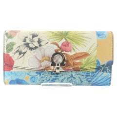 SALVATORE FERRAGAMO Limited Floral Gancini Clasp Flap Wallet 1SF811K