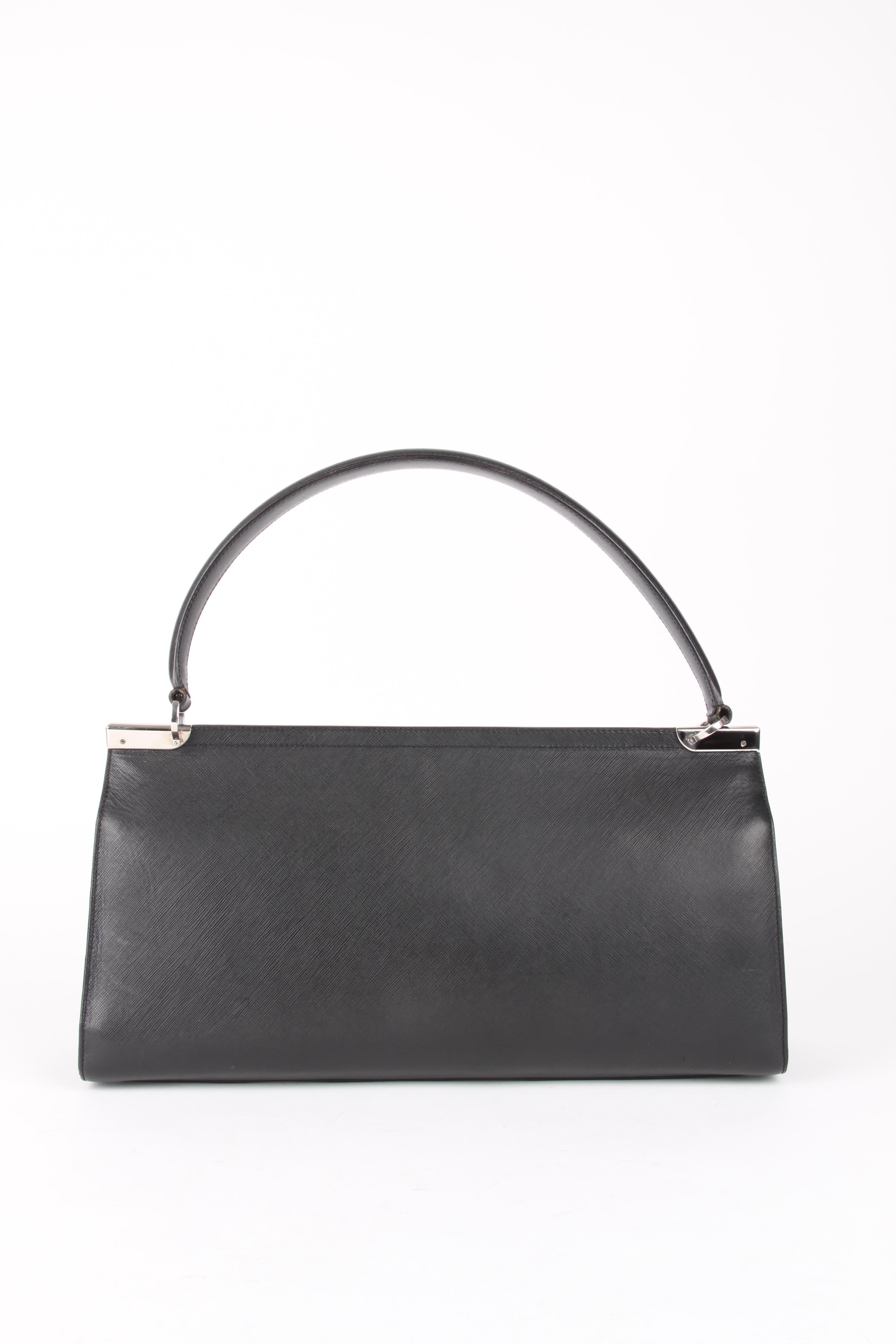 Women's or Men's   Salvatore Ferragamo Logo Plaque Leather Clutch Handbag    For Sale