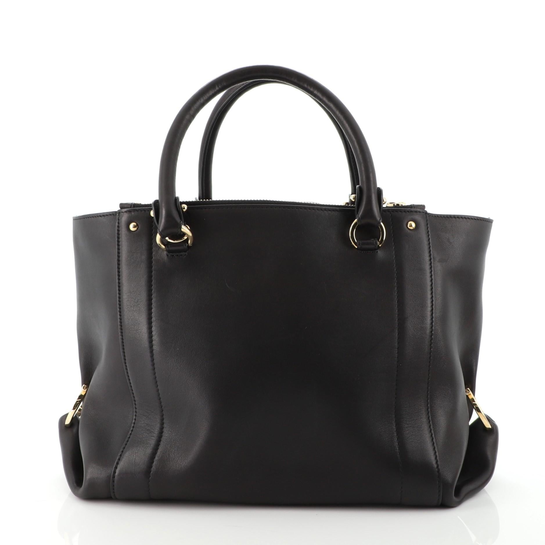 Black Salvatore Ferragamo Luisa Tote Leather Large