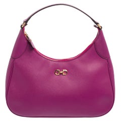 Salvatore Ferragamo Magenta Leather Gancini Romana Hobo