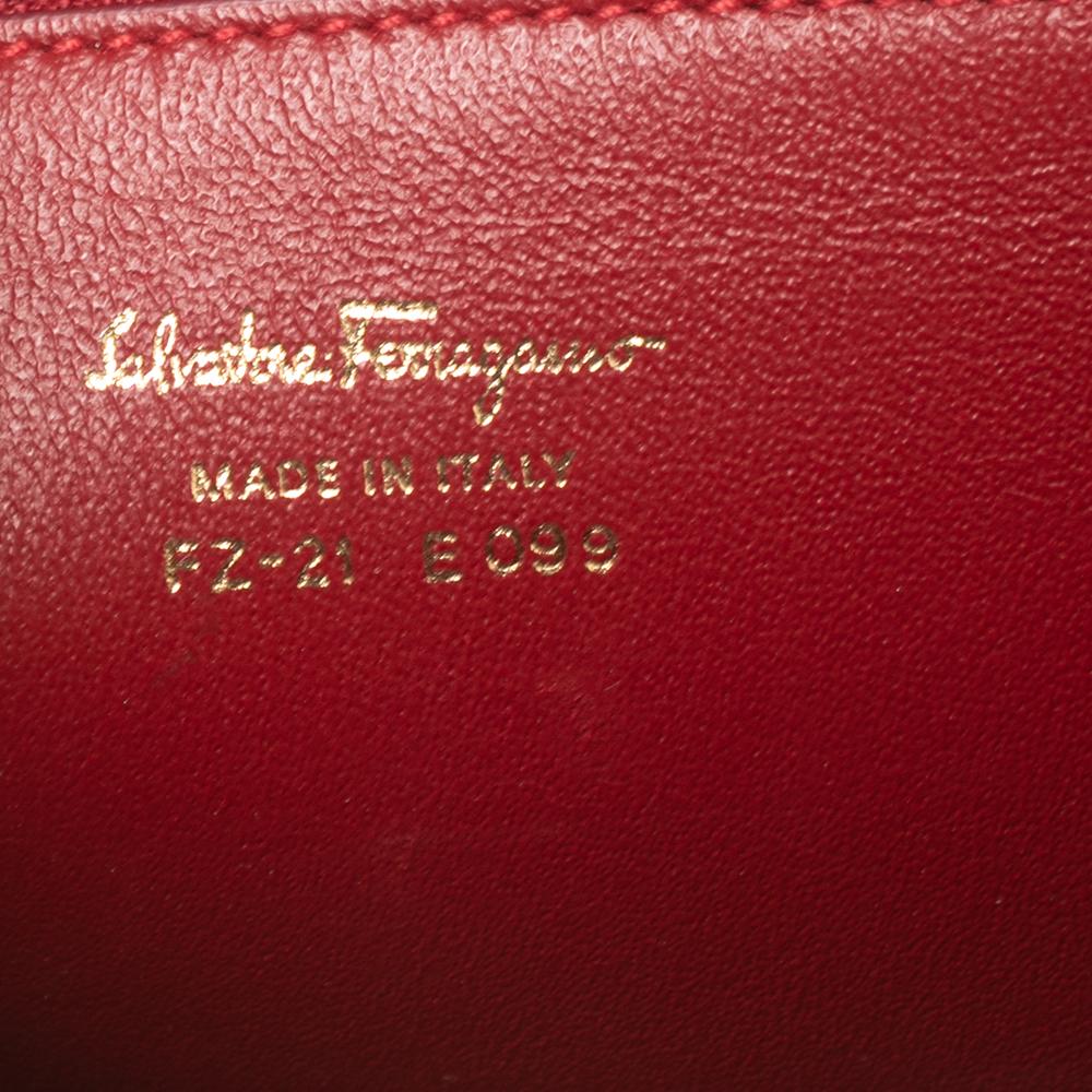 Salvatore Ferragamo Magenta Leather Gancio Lock Top Handle Bag 2