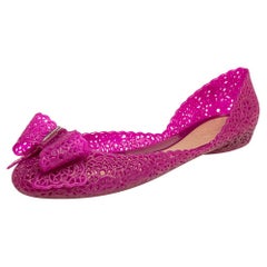 Salvatore Ferragamo Magenta Nilly Jelly Bow Ballet Flats Size 40.5