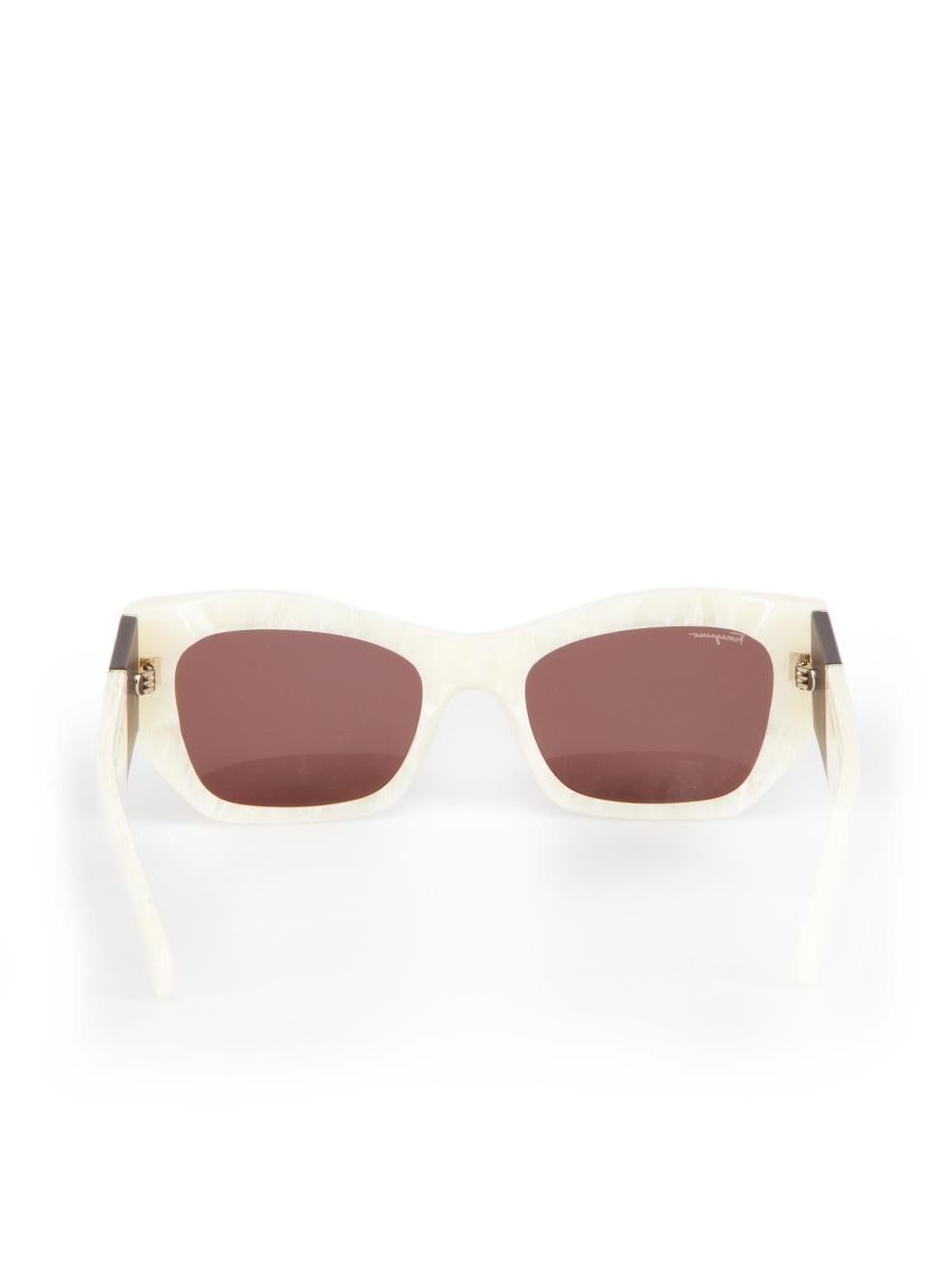 Women's Salvatore Ferragamo Marble Ivory Cat Eye Sunglasses For Sale