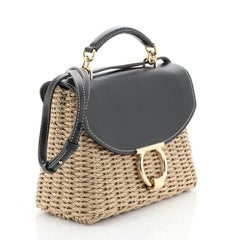 Salvatore Ferragamo Margot Satchel Wicker With Leather Small