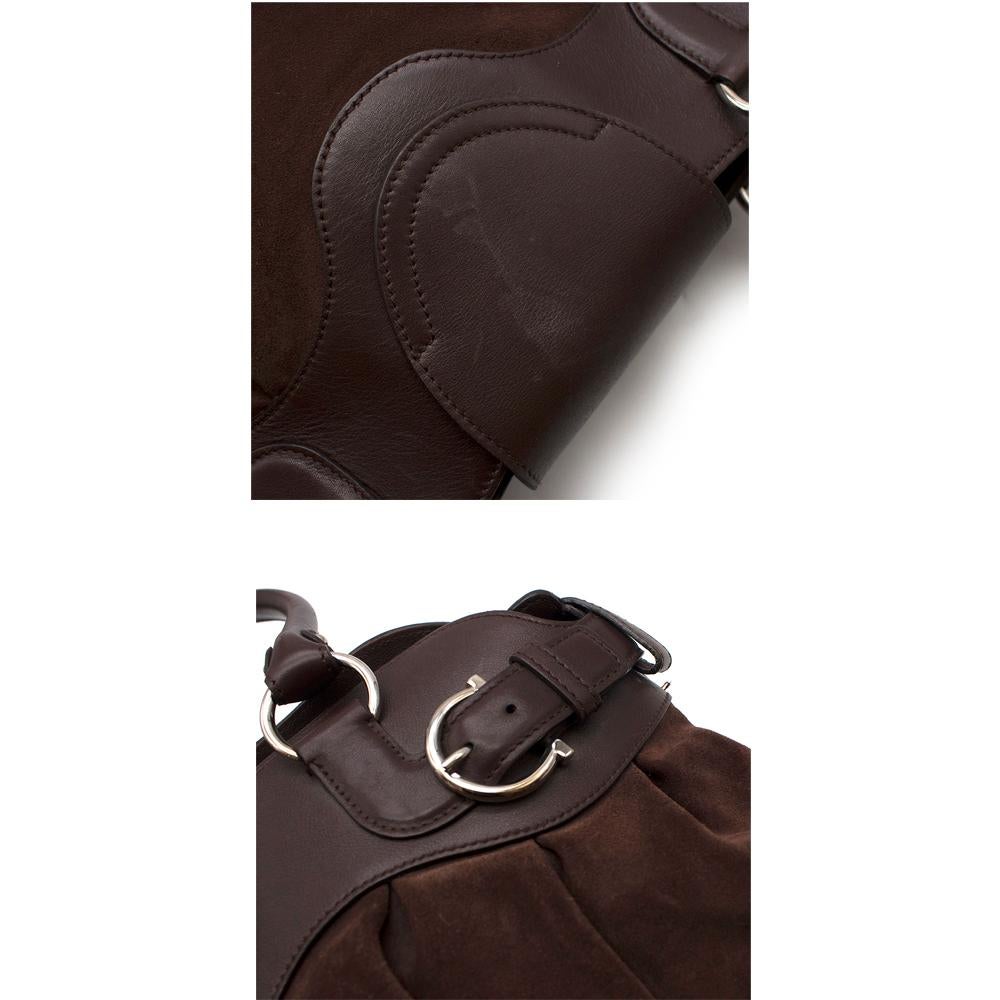 Salvatore Ferragamo Marisa Gancini Brown Suede & Leather Bag   In Excellent Condition For Sale In London, GB