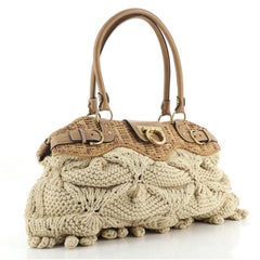 Salvatore Ferragamo Marisa Satchel Crochet with Wicker Large